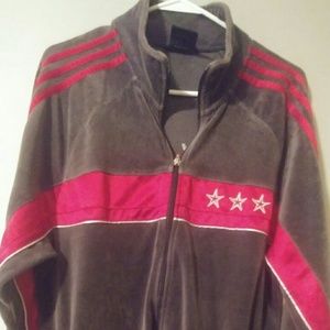 Vintage Adidas Velour zip front jacket.